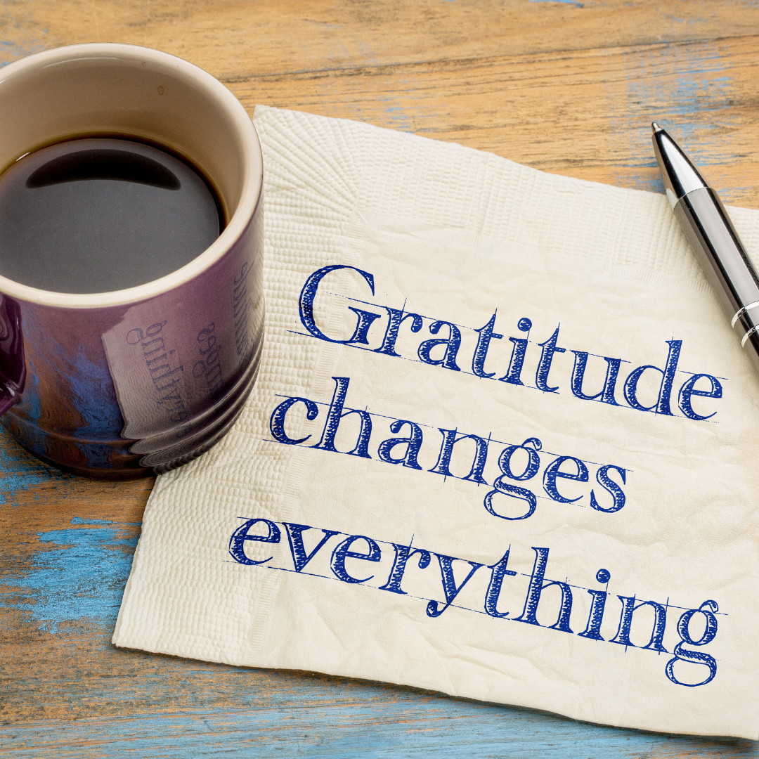 A napkin that says gratitude changes everything